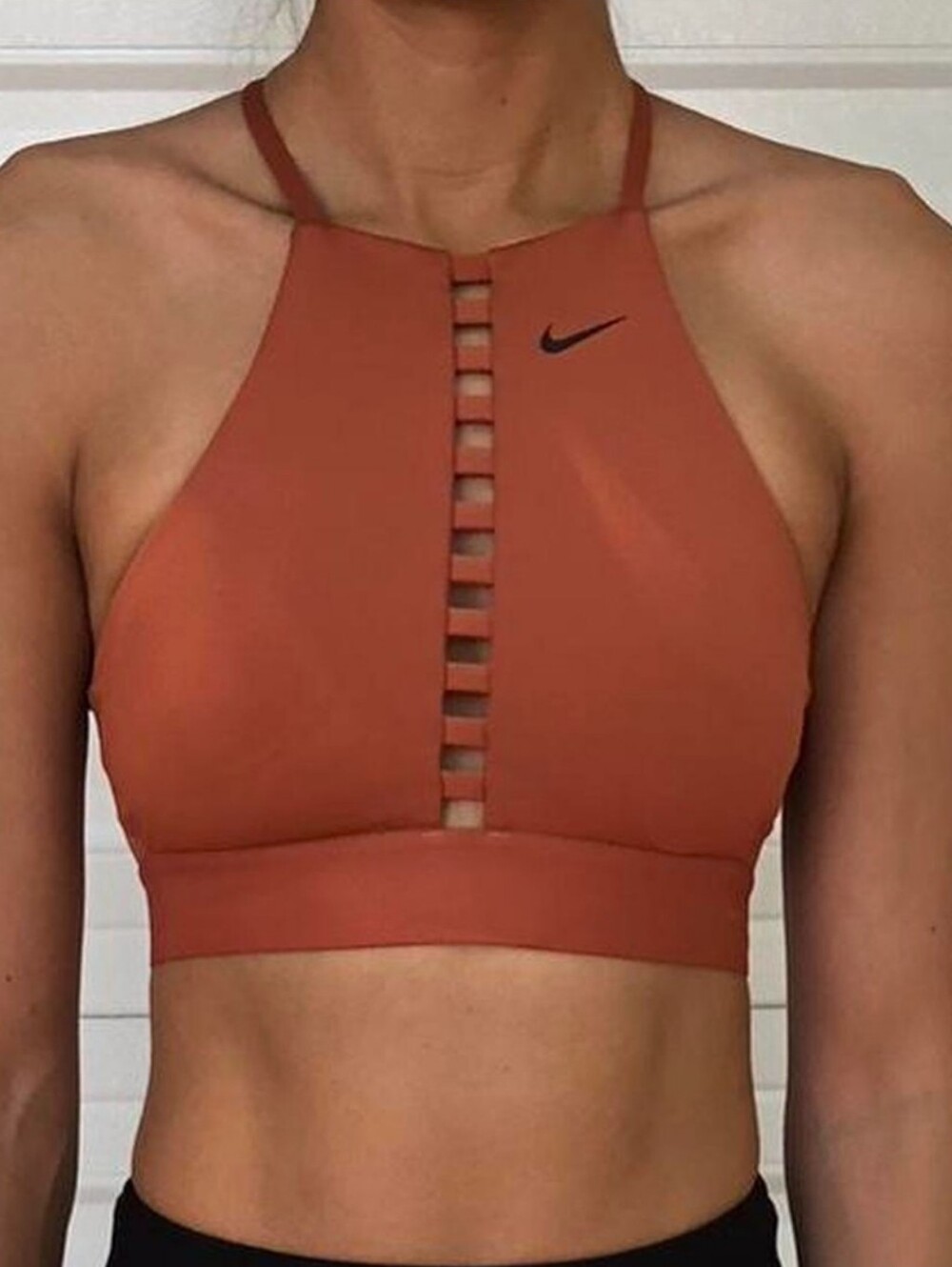 Nike Women’s Rust Ladder-Front Cropped Sports Top Sz Small